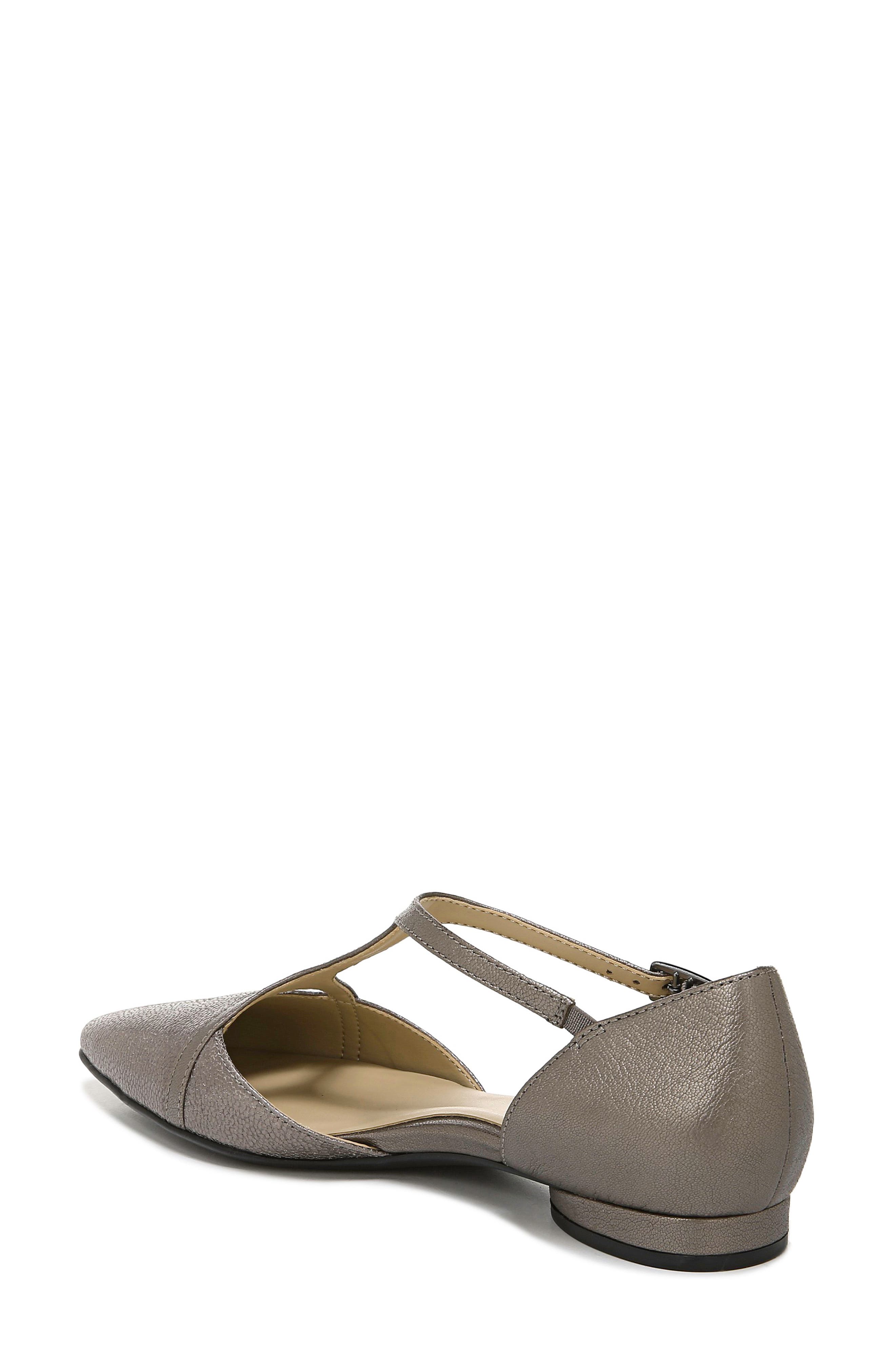 Hana Pointed Toe Flat, Alternate, color, PEWTER LEATHER