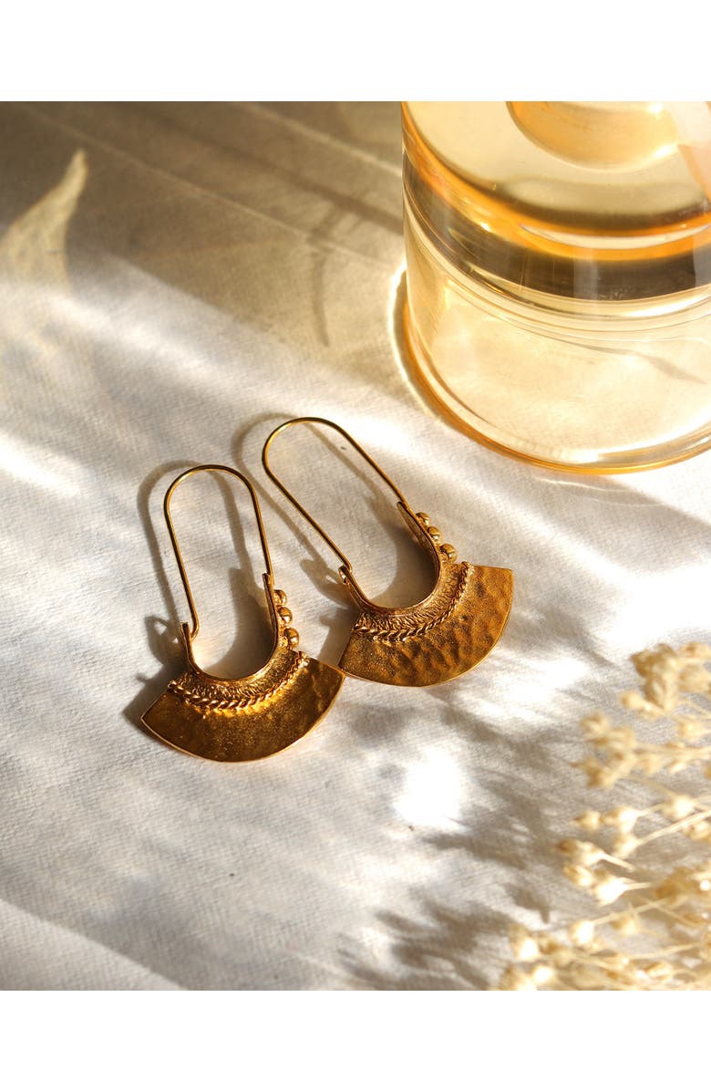 Ottoman Hands Selma Drop Earrings, Alternate, color, Brass