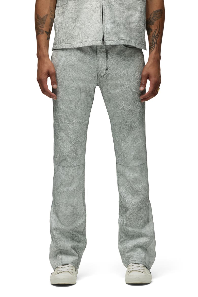 Walker Kick Flare Leather Jeans, Main, color, CRACKED WHITE