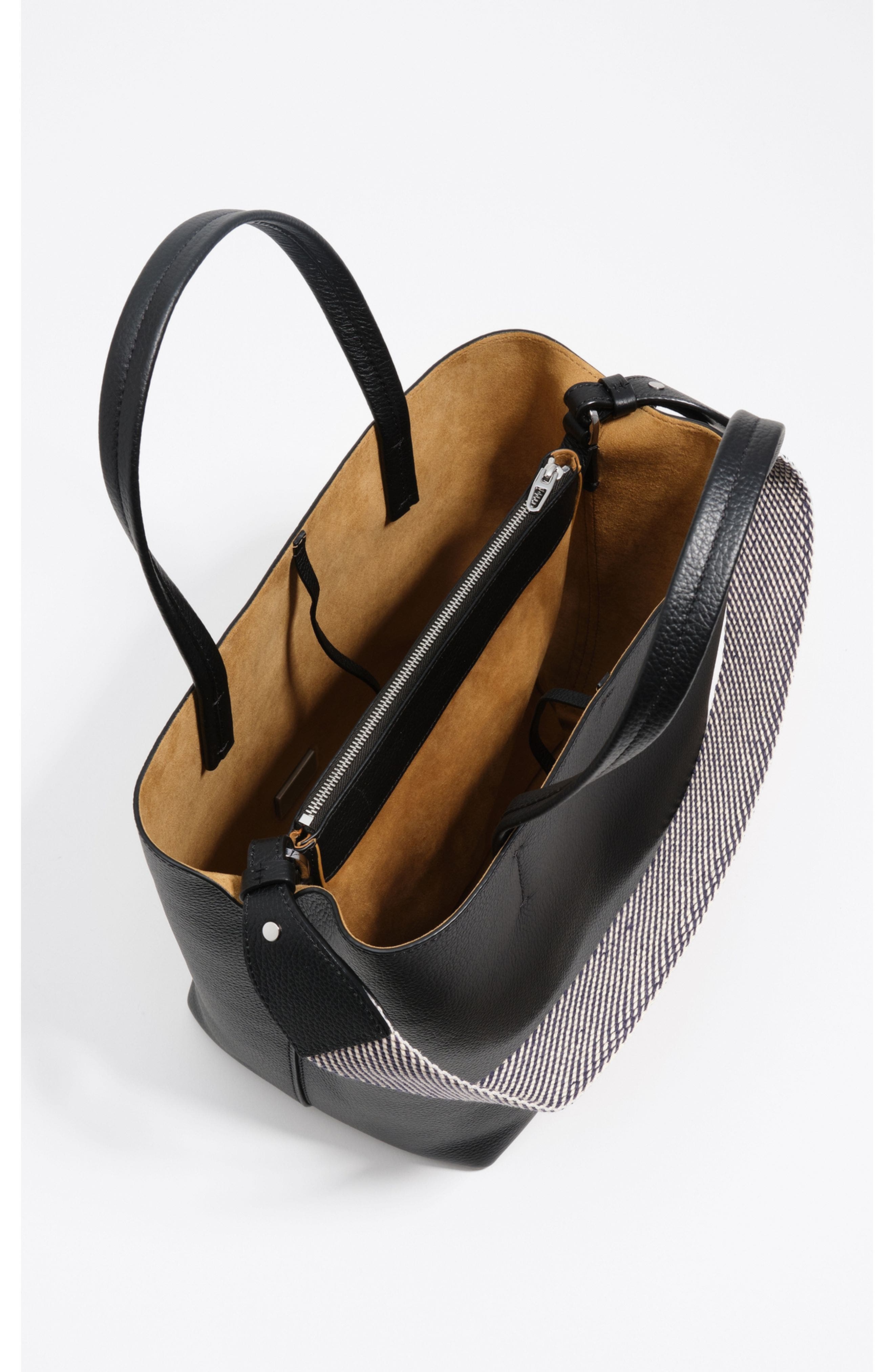 Bimba y Lola Leather Shoulder Bag, Alternate, color, Black