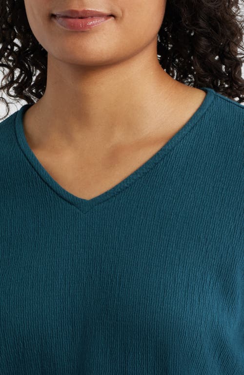 Eileen Fisher V-neck Texture Top In Blue