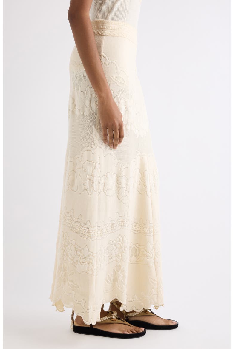 Sanaya Cotton Blend Floral Jacquard Maxi Skirt, Alternate, color, ECRU