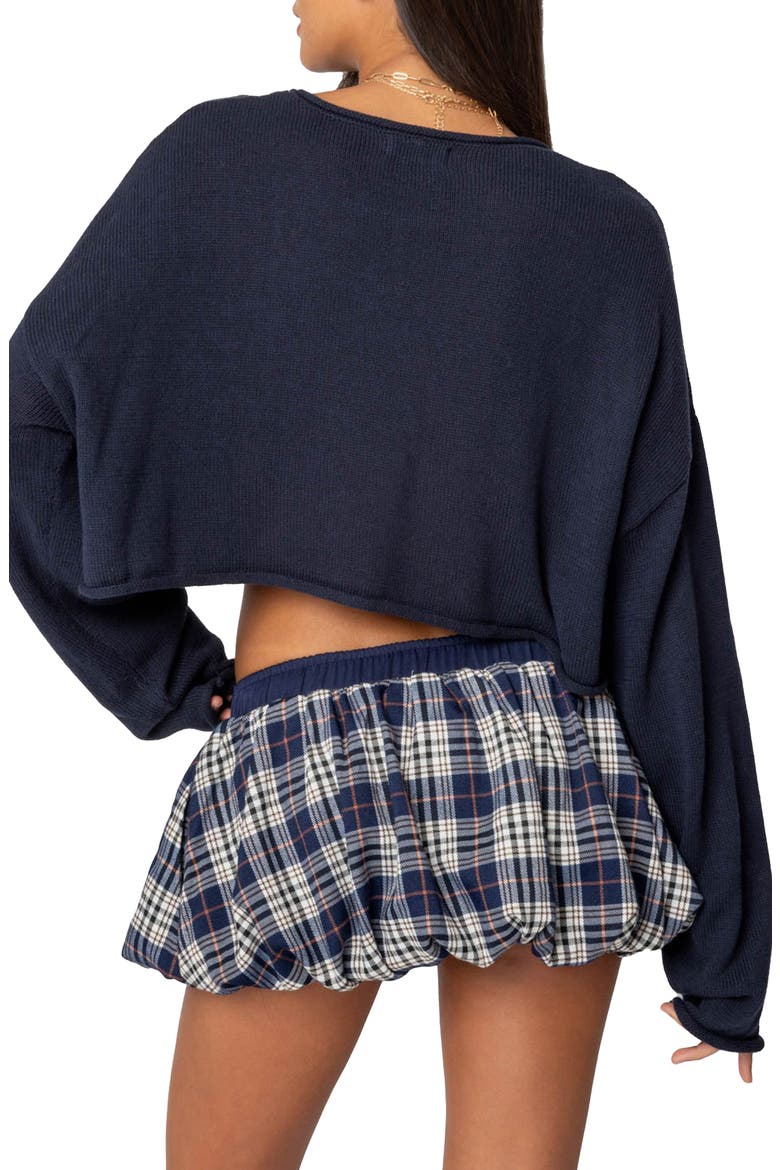 Shyrah Oversize Knit Crop Top, Alternate, color, NAVY