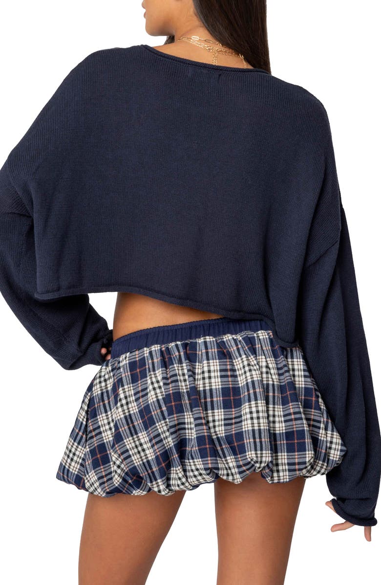 EDIKTED Shyrah Oversize Knit Crop Top, Alternate, color, Navy