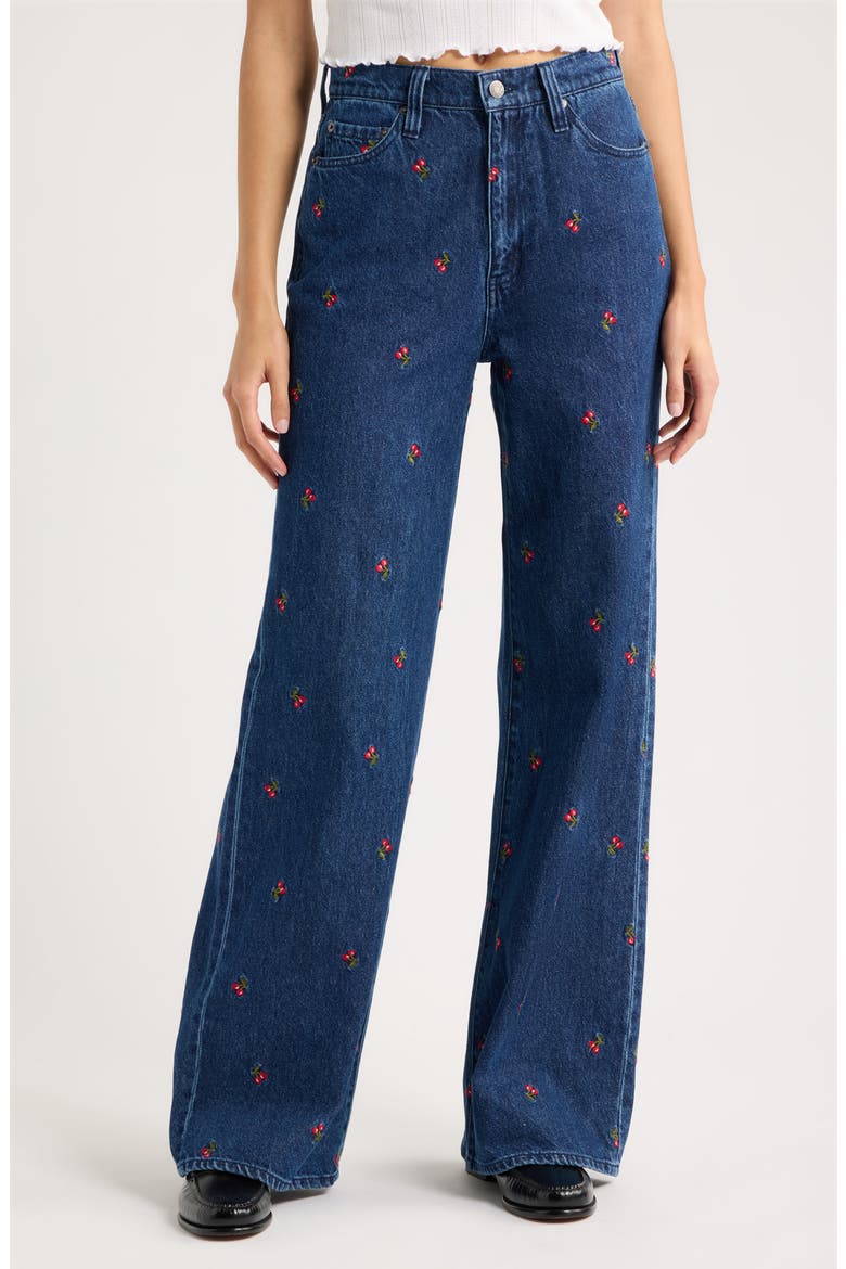 Farout Embroidered Wide Leg Jeans, Main, color, CHERRY AVENUE