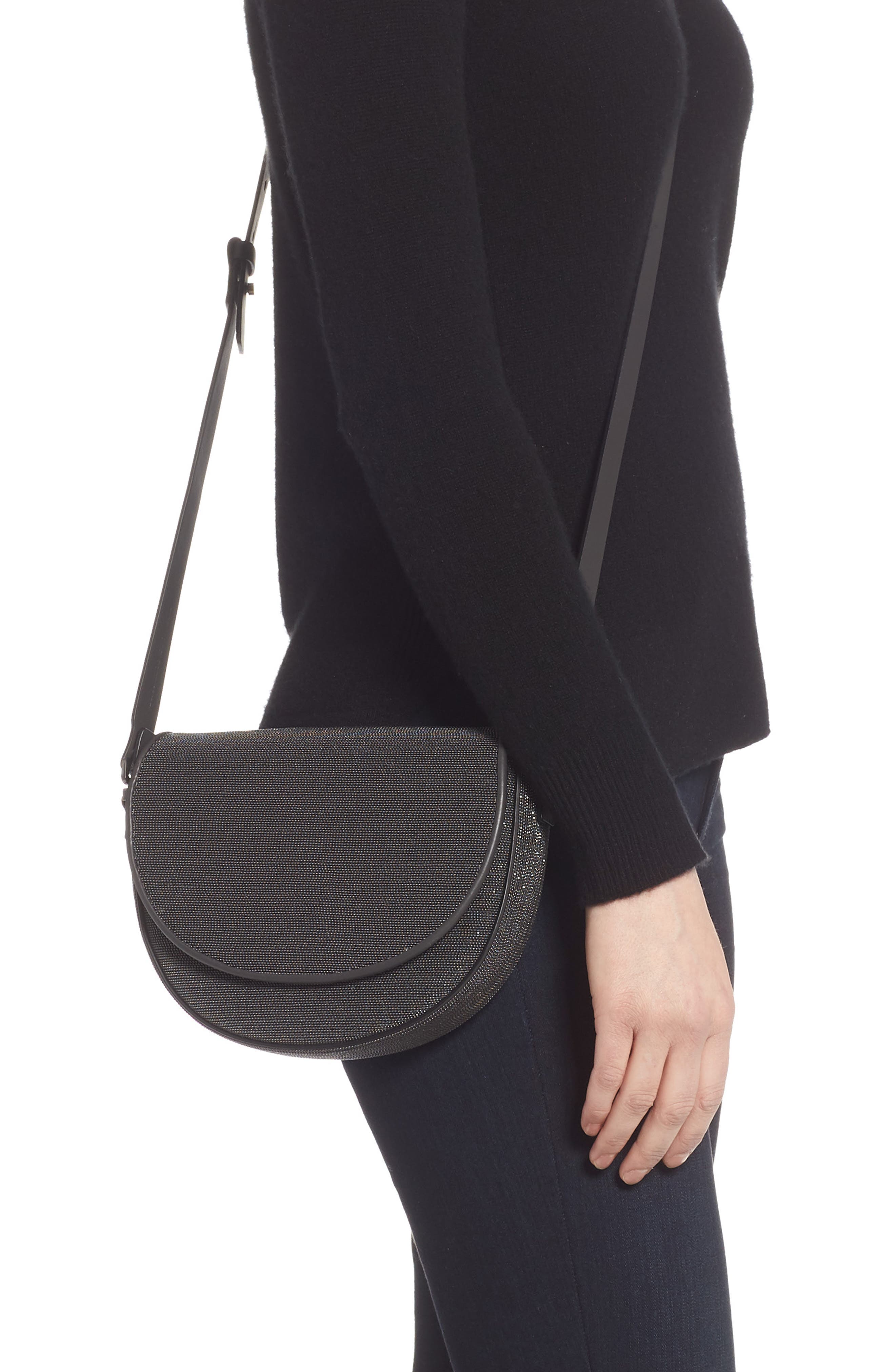 Brunello Cucinelli Monili Beaded Leather Shoulder Bag, Alternate, color, 