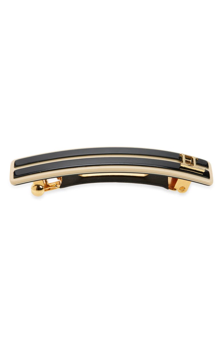 France Luxe Small Stripe Barrette, Main, color, Black/ Ivory