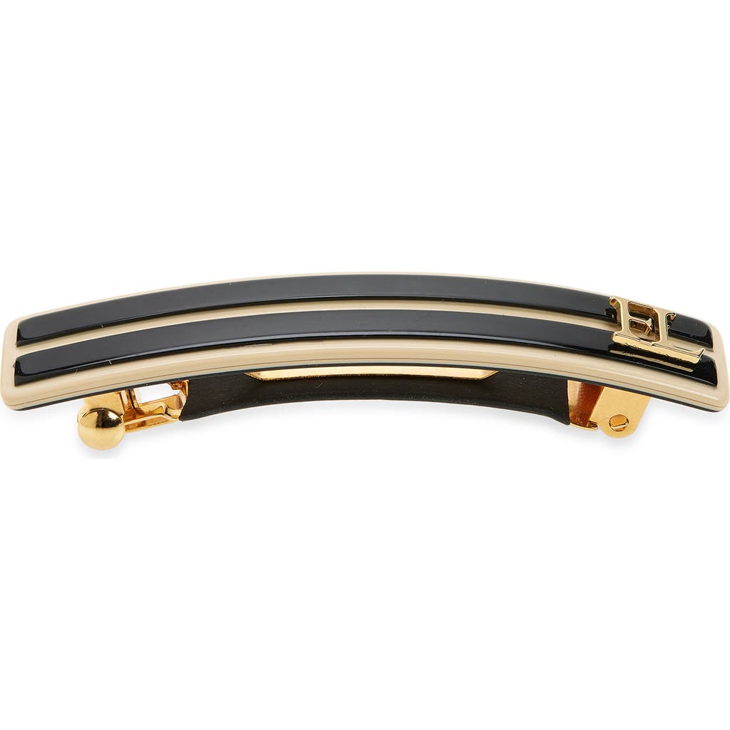 France Luxe Small Stripe Barrette In Gold