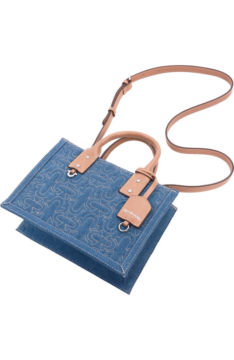 True Religion Quilted Horseshoe Tote Bag, Alternate, color, Medium Blue
