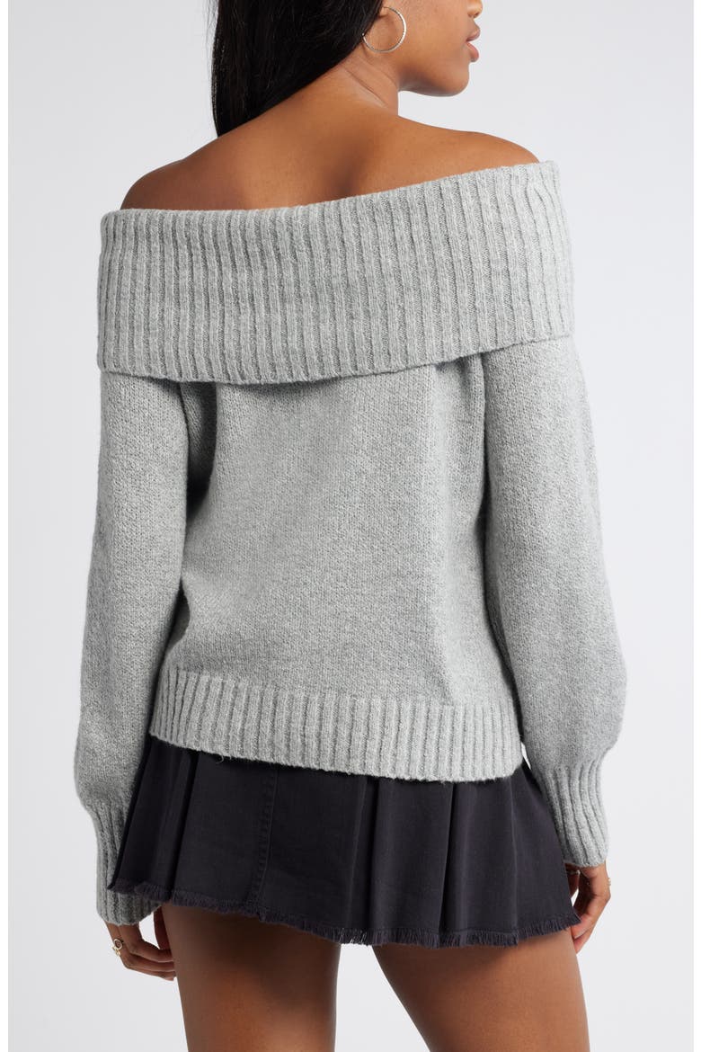 Off the Shoulder Sweater, Alternate, color, GREY HEATHER