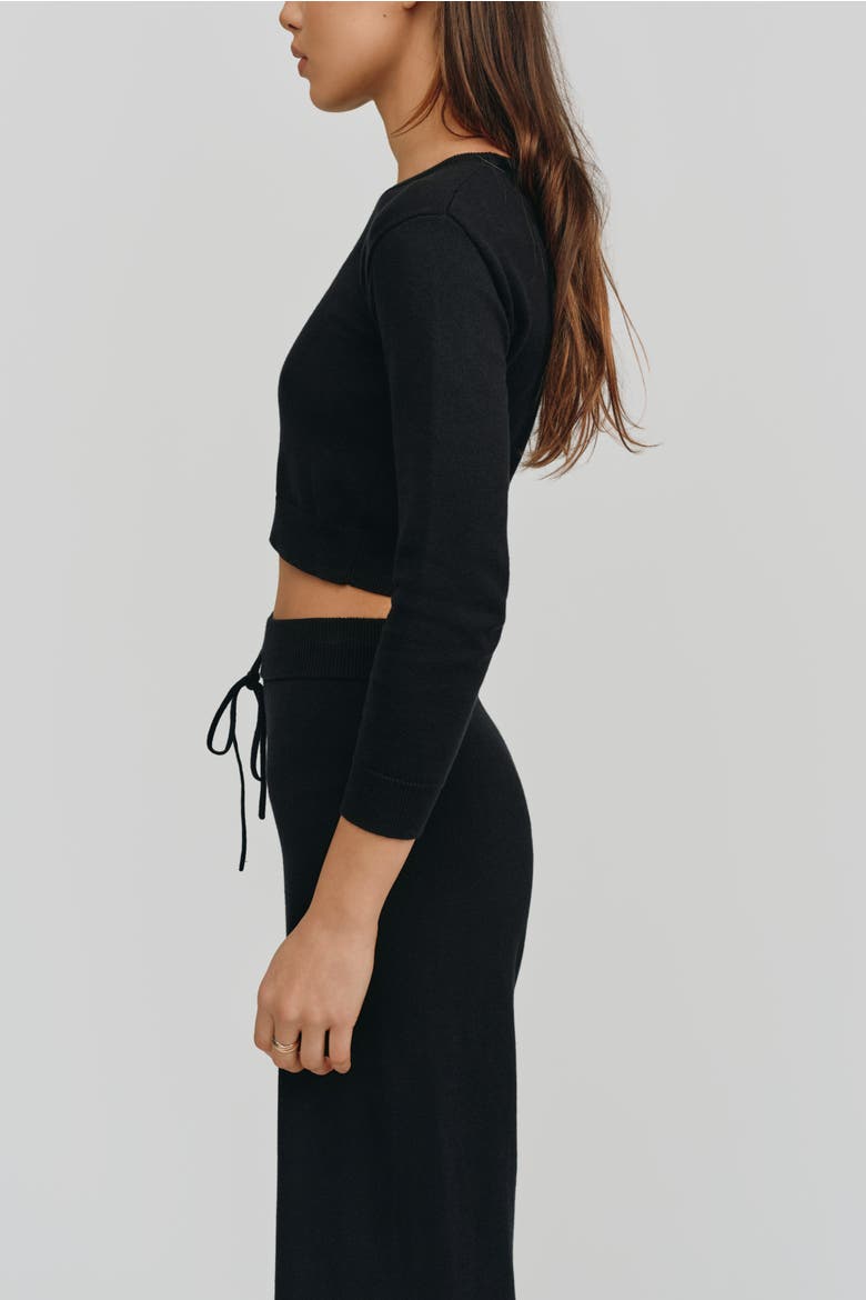 Astrid Long Sleeve Crop Sweater, Alternate, color, Black