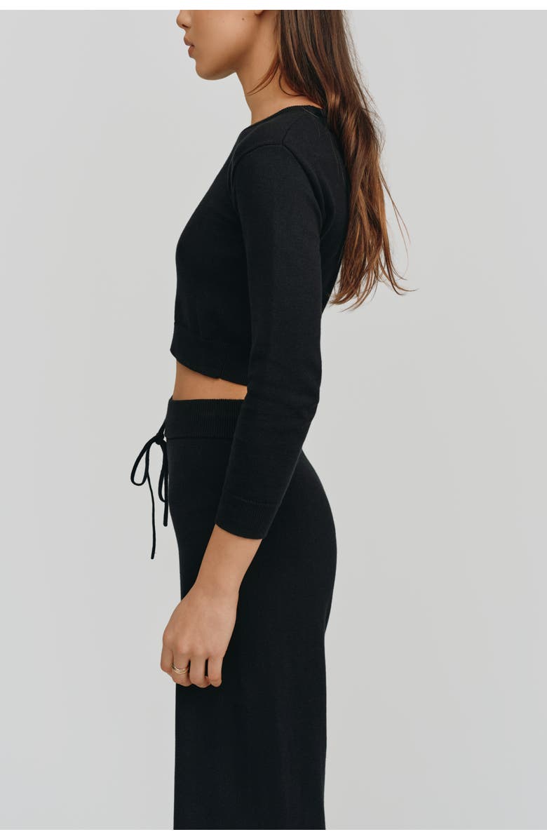 Kathryn McCarron Astrid Long Sleeve Crop Sweater, Alternate, color, Black