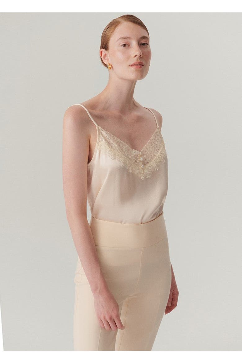 Adalynn Spaghetti Strap Blouse, Alternate, color, BONE