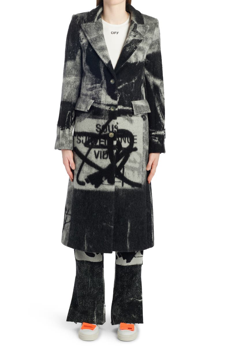 Off-White x Pablo Tomek Print Wool Blend Coat, Alternate, color, 