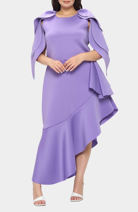 Kaskade Asymmetric Ruffle Dress (Plus)