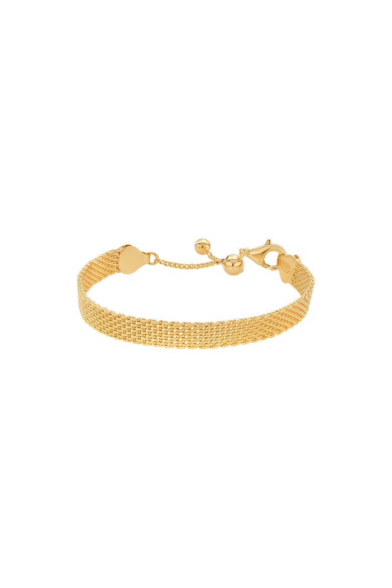 18k Gold Plated Sterling Silver Mash Chain Adjustable Bracelet Gift Idea, Main, color, Gold