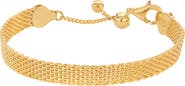 Bearfruit Jewelry 18k Gold Plated Sterling Silver Mash Chain Adjustable Bracelet Gift Idea