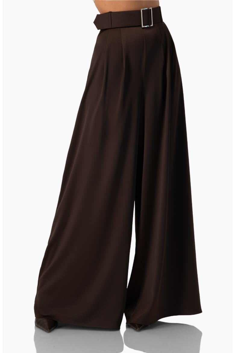 Wide-Leg Satin Trousers, Main, color, Brown