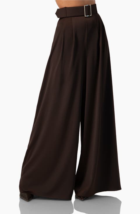 Wide-Leg Satin Trousers