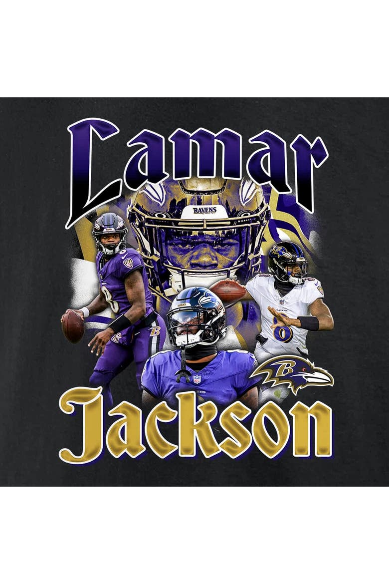 Men's Fanatics Lamar Jackson Black Baltimore Ravens Notorious Player Graphic T-Shirt, Alternate, color, Black