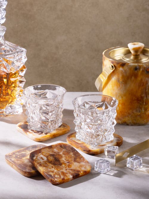 Gauri Kohli Kampai Coasters, Set Of 4 In Brown