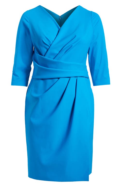 Alex Evenings Faux Wrap Sheath Cocktail Dress In Capri