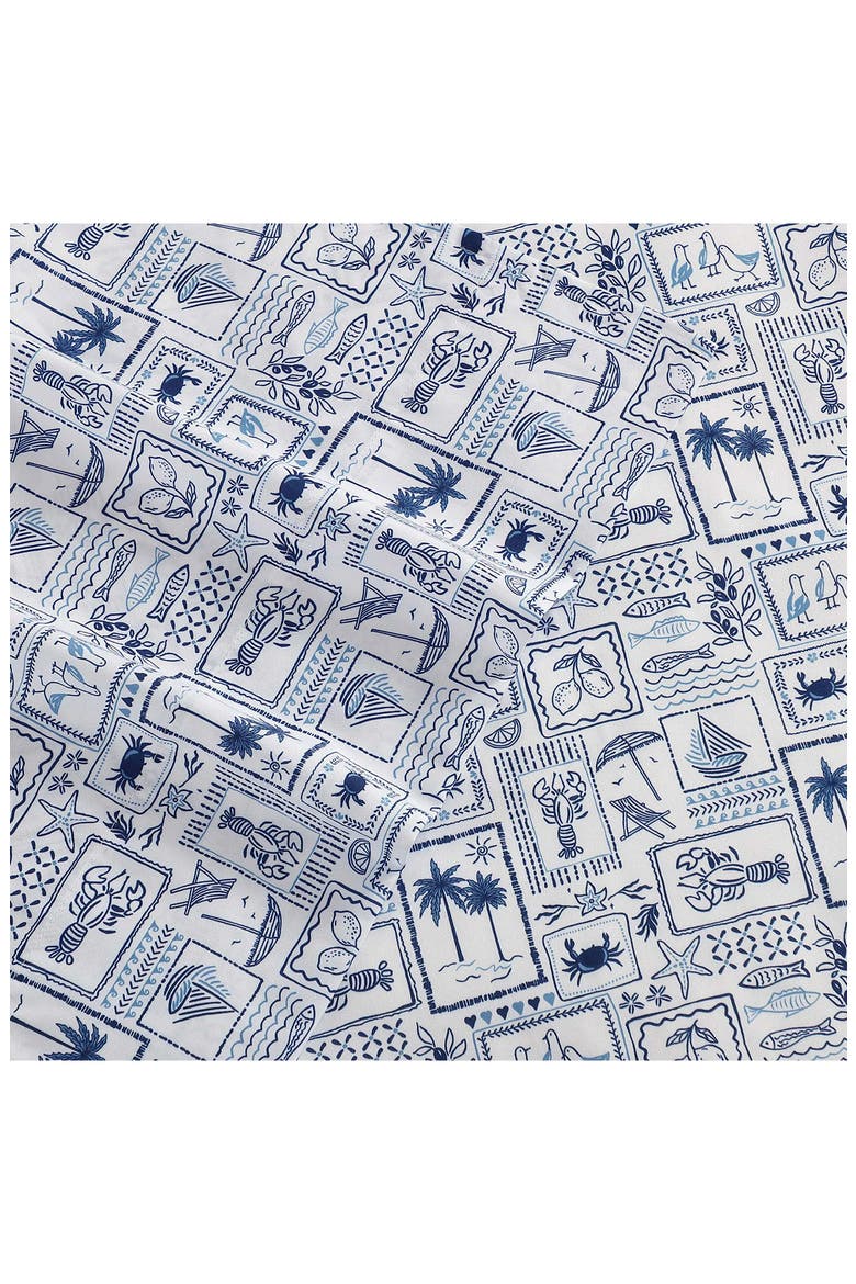 Beach Collage Cooling Microfiber Sheet Set, Alternate, color, BLUE/WHITE