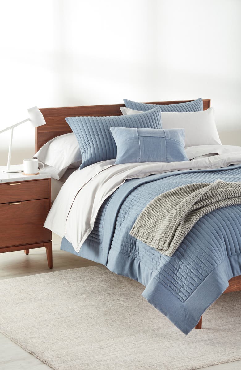 Nordstrom Pleated Velveteen Accent Pillow, Alternate, color, Blue Chip