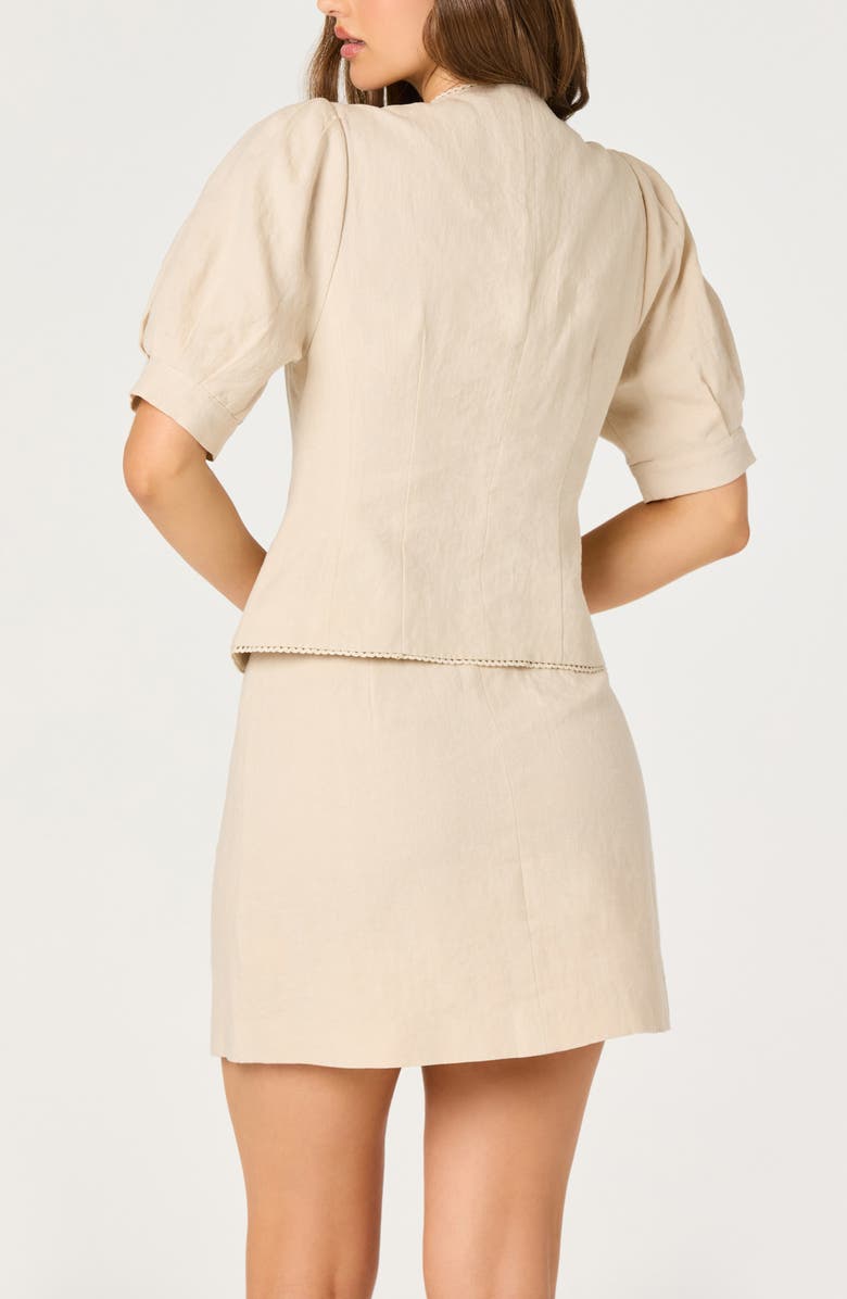 ASTR the Label Cailey Puff Sleeve Crochet Trim Button-Up Top, Alternate, color, Natural