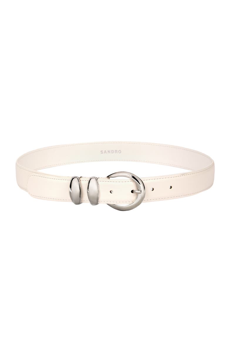 SANDRO Leather belt with metal buckle, Main, color, White