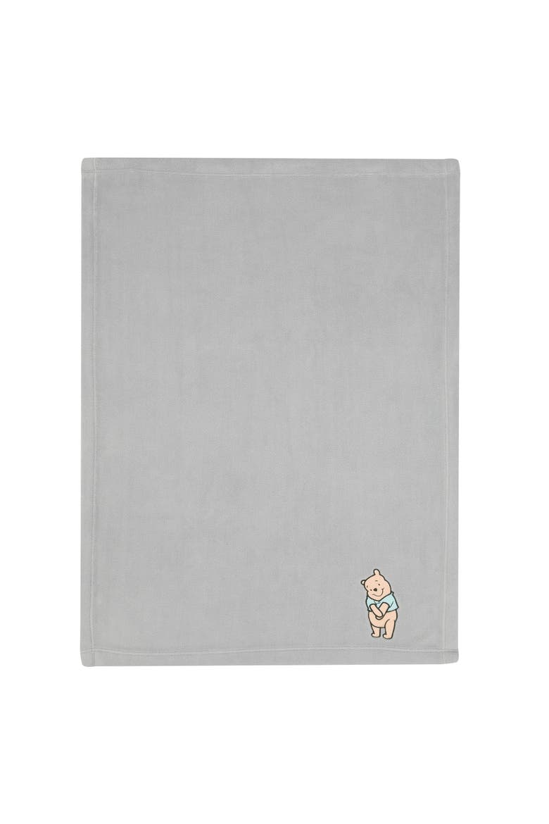 Disney Baby Winnie the Pooh Hugs Soft Fleece Baby Blanket, Alternate, color, Gray