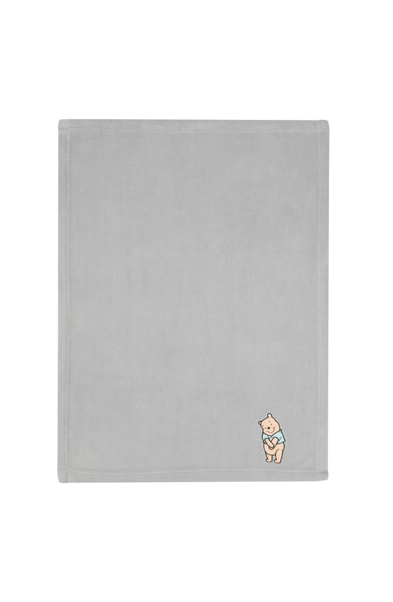 Lambs & Ivy Disney Baby Winnie the Pooh Hugs Soft Fleece Baby Blanket, Alternate, color, Gray
