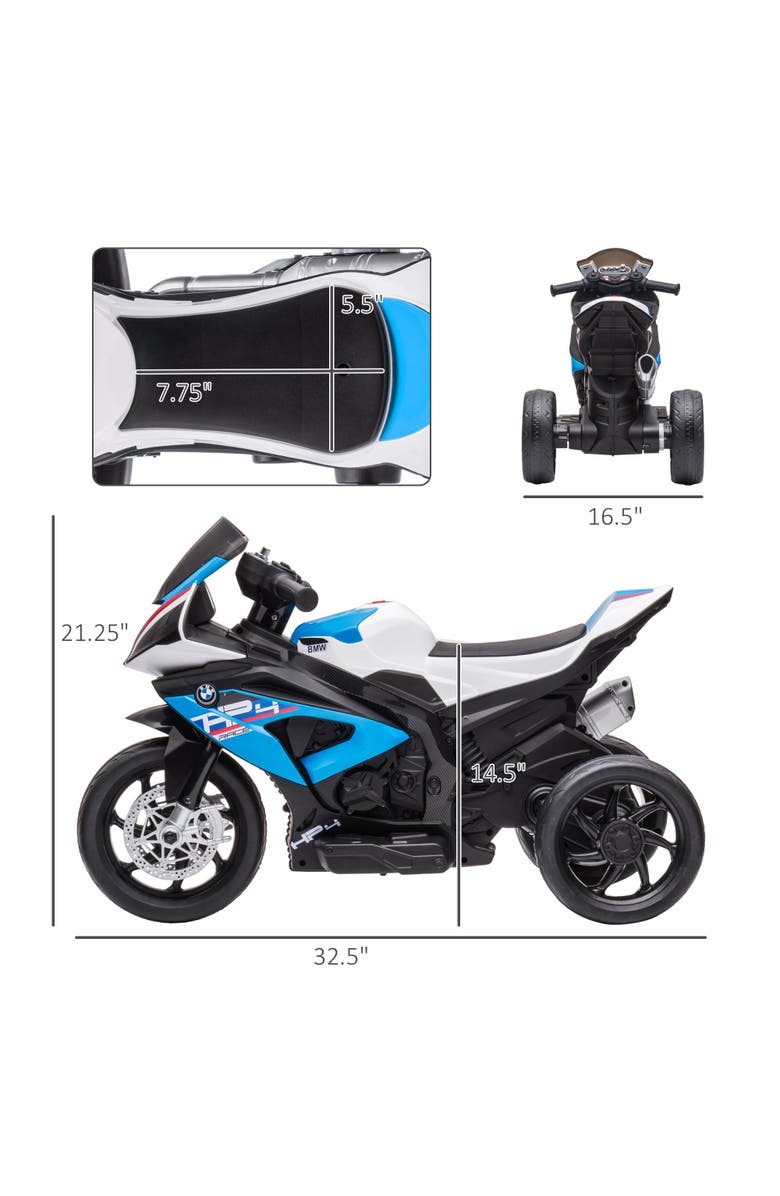 Aosom Licensed BMW HP4 Kids Electric Motorcycle, 3-Wheel, 6V, Music, Alternate, color, Blue