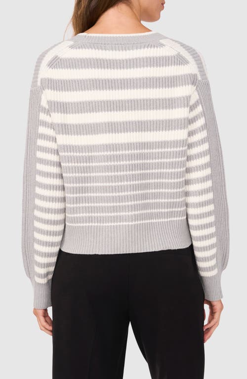 Halogen ® Variegated Stripe Cotton Blend Cardigan In Light Heather Grey Stripes