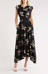 Gemma + Jane Belted Cowl Neck Handkerchief Dress