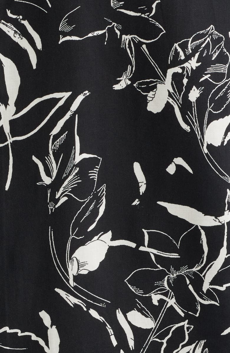 Open Edit Floral Short Sleeve Button-Up Shirt, Alternate, color, Black- Ivory Tossed Petal