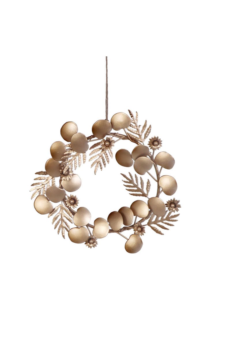 7.5" Iron Wreath Ornament, Brass, Main, color, Brass
