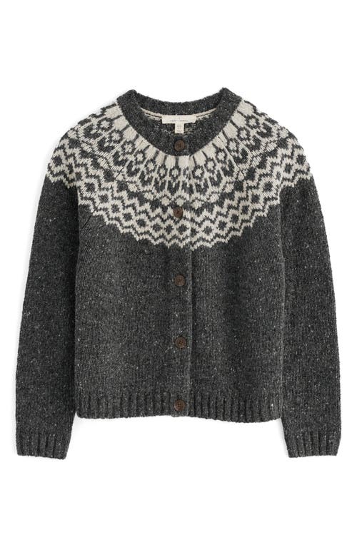 Seasalt Cornwall Port Kinnis Fair Isle Merino Wool Blend Cardigan In Black