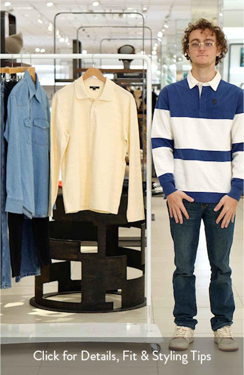 Jacquard Stripe Long Sleeve Polo, sales video thumbnail