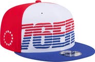 New Era Men's New Era White/Royal Philadelphia 76ers Throwback Gradient Tech Font 9FIFTY Snapback Hat