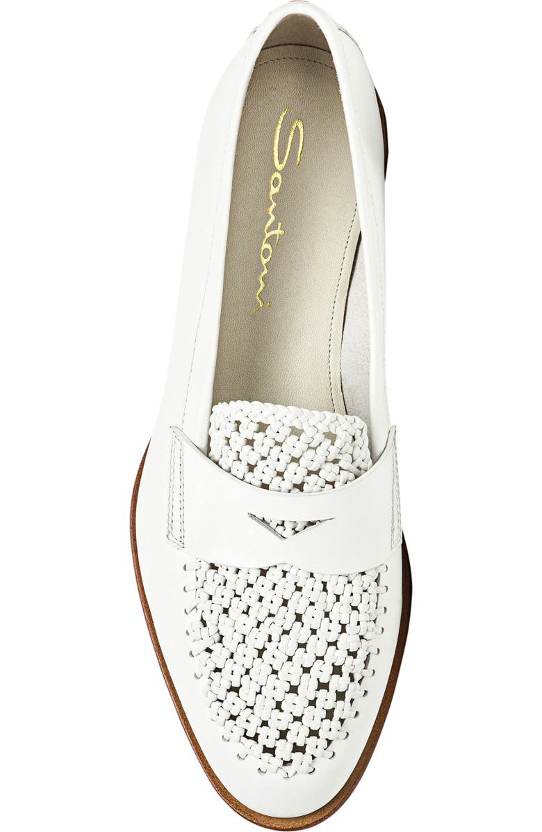 Santoni Women's Leather Penny Loafer, Alternate, color, White