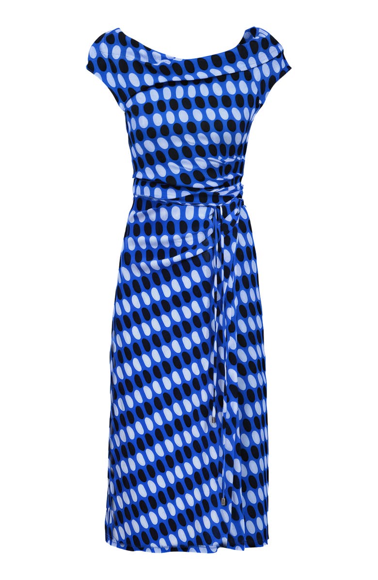 DVF Wittrock One-Shoulder Dot Print Mesh Dress, Alternate, color, Jelly Dot Aquarius