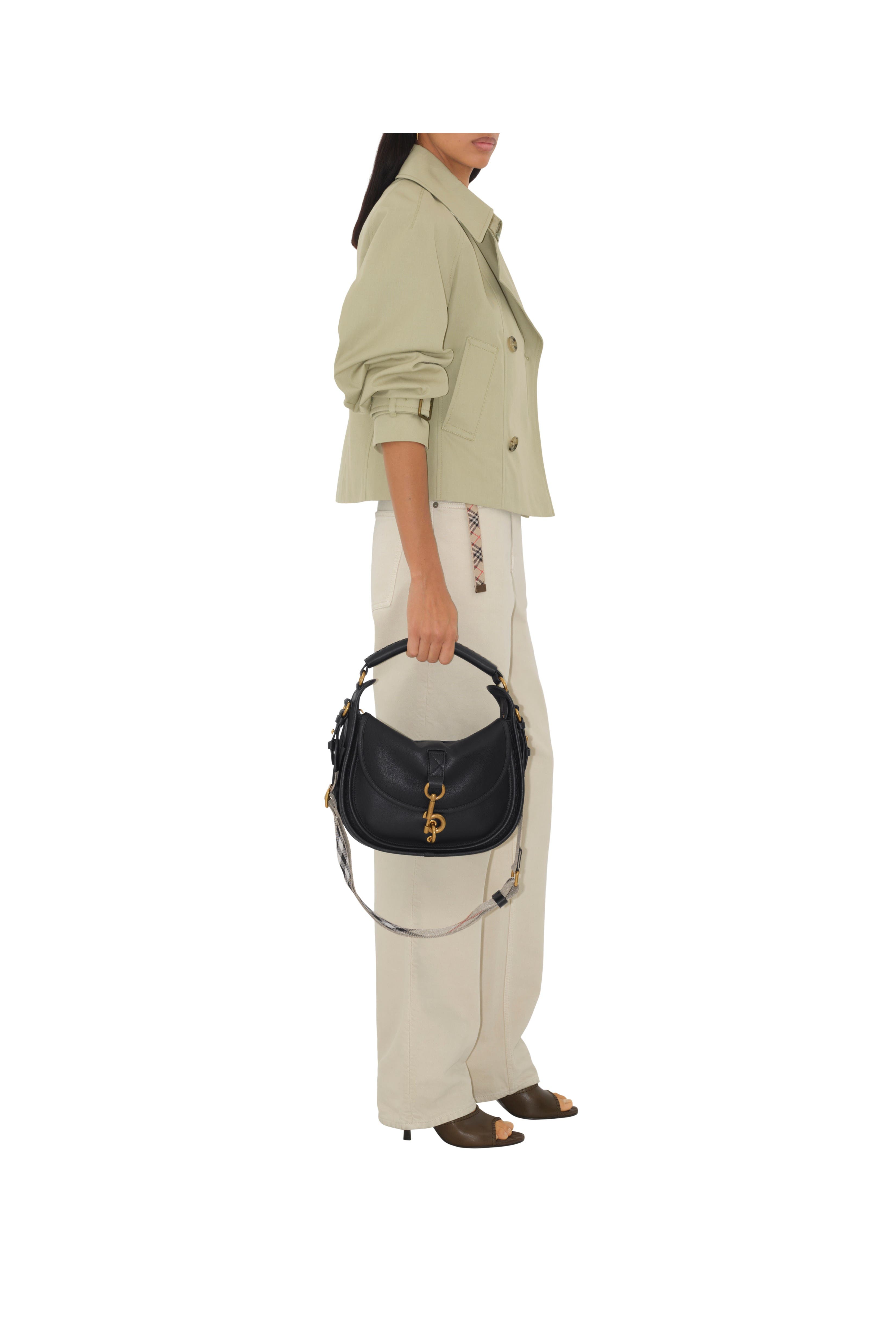 Burberry Small B Clip Messenger Bag, Alternate, color, Black