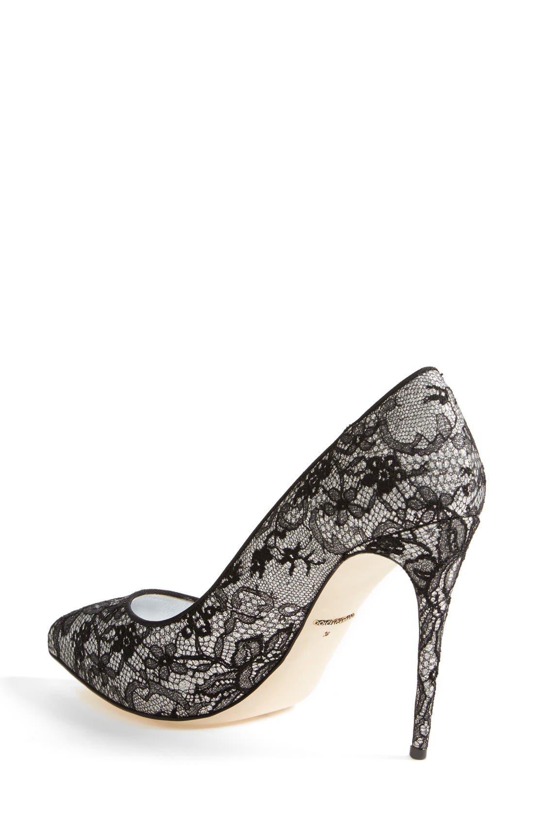 Dolce&Gabbana Lace Pointy Toe Pump, Alternate, color, 