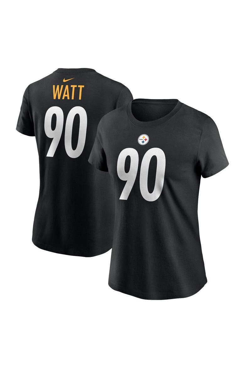 Women's Nike T.J. Watt Black Pittsburgh Steelers Player Name & Number T-Shirt, Main, color, Black