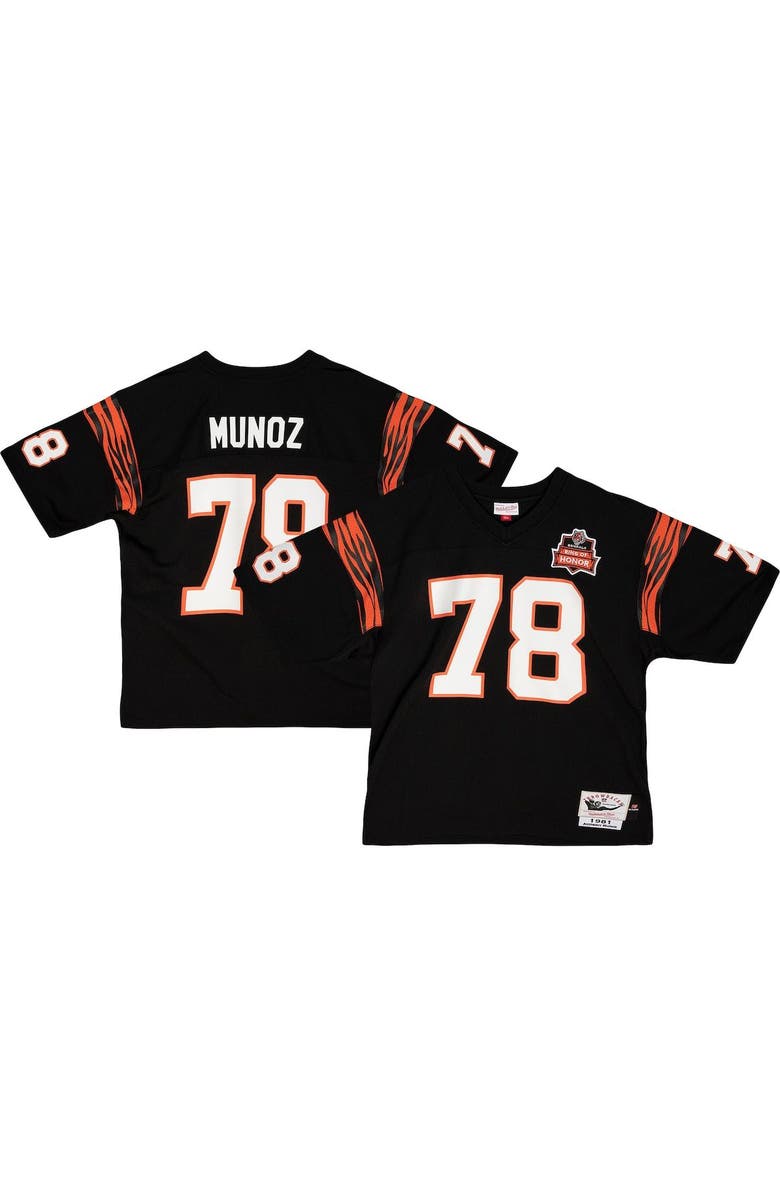 Mitchell & Ness Men's Mitchell & Ness Anthony Muñoz Black Cincinnati Bengals 2004 Authentic Throwback Retired Player Jersey, Alternate, color,