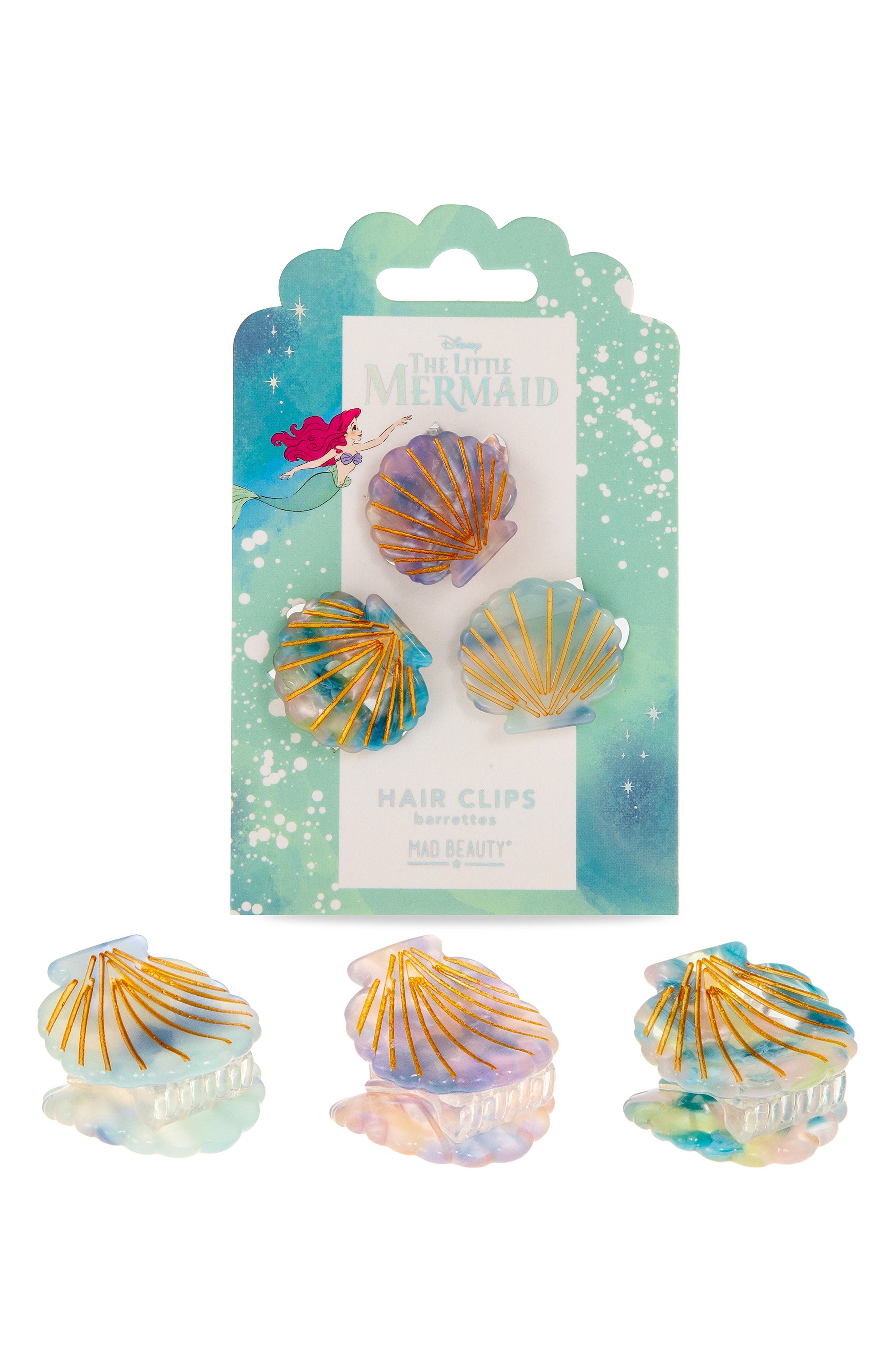 MAD BEAUTY Disney The Little Mermaid 3-Pack Hair Clips | Nordstromrack
