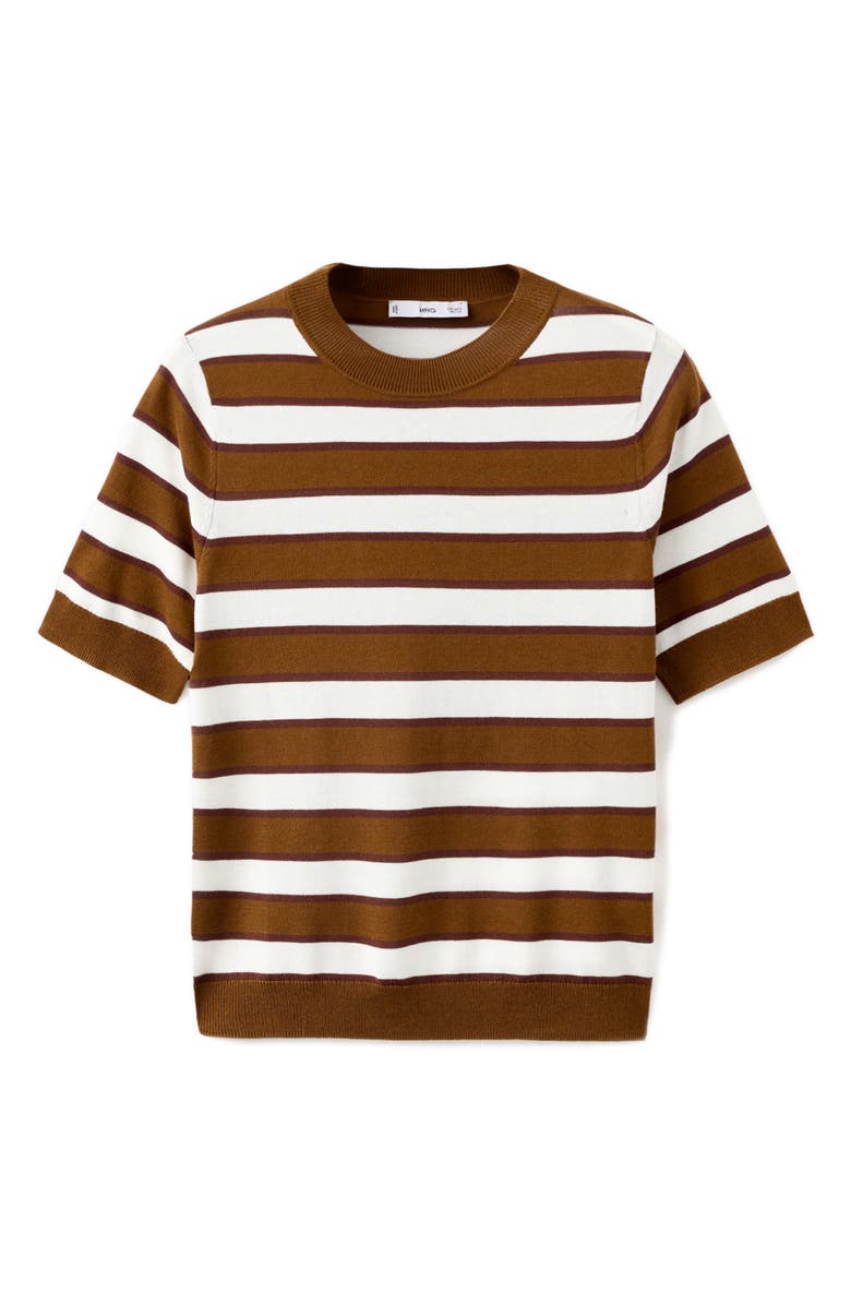 MANGO Stripe Short Sleeve Sweater, Alternate, color, 