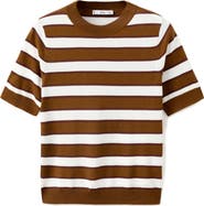 MANGO Stripe Short Sleeve Sweater