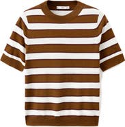 MANGO Stripe Short Sleeve Sweater